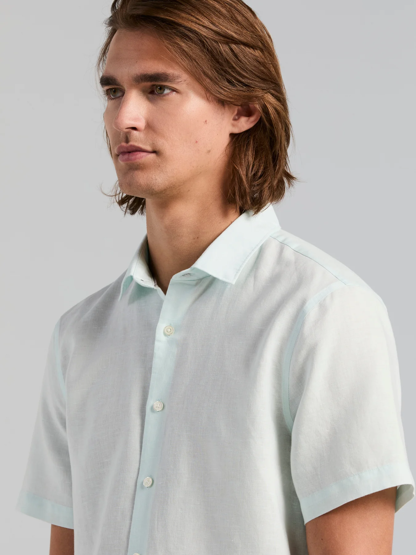 Solid Linen Blend Short Sleeve Shirt - Image 6