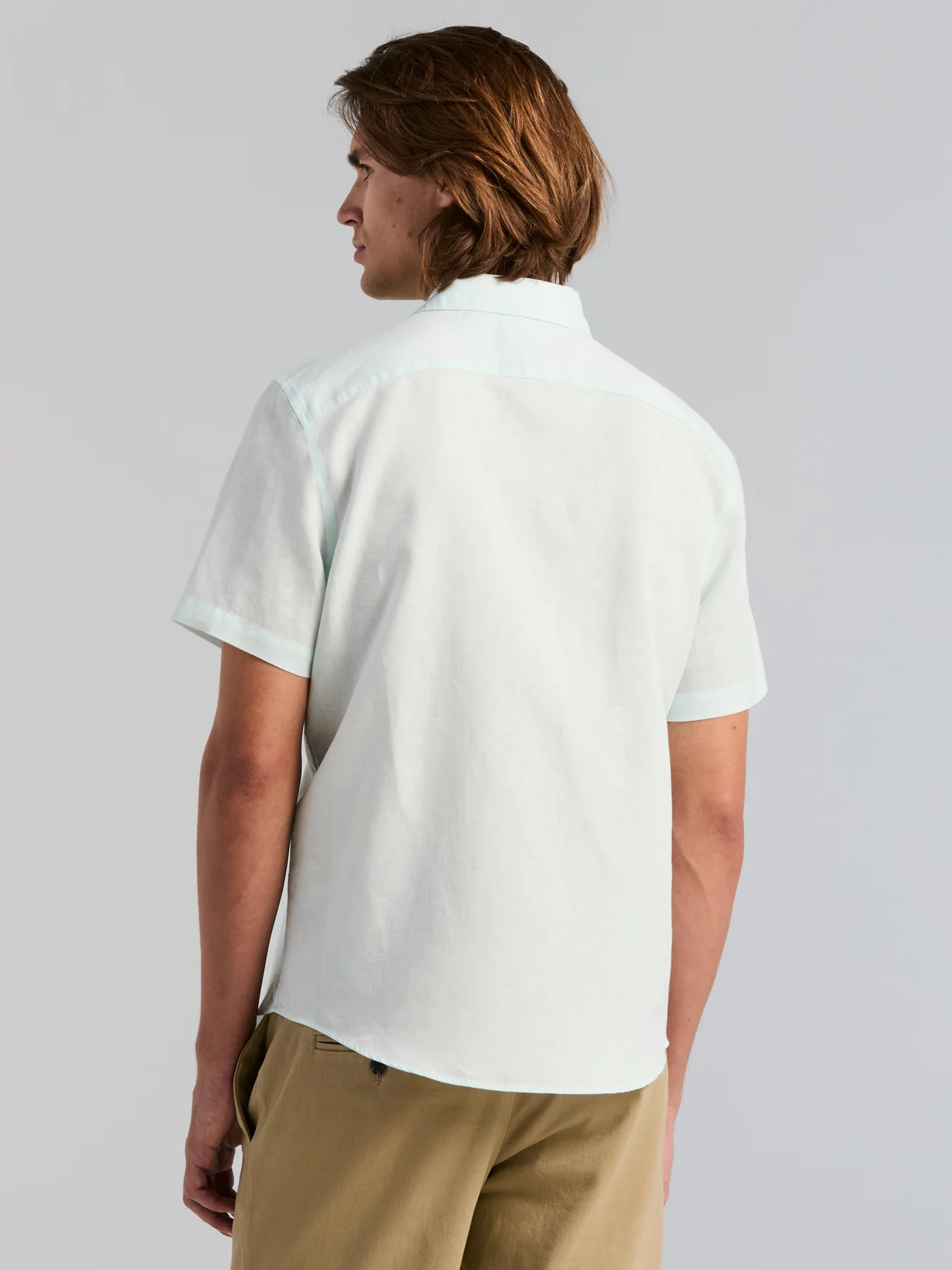 Solid Linen Blend Short Sleeve Shirt - Image 3