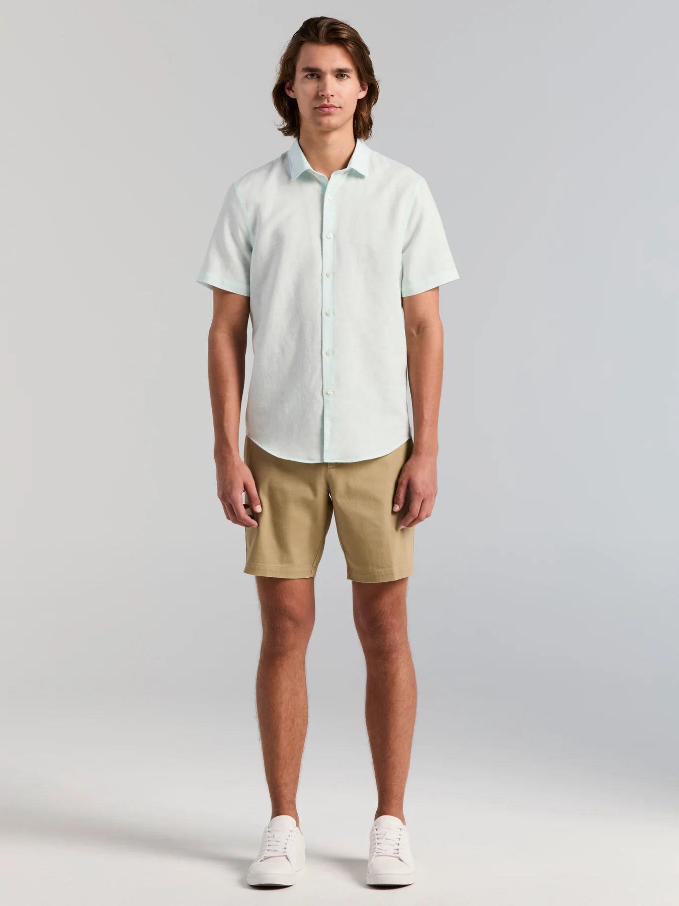 Solid Linen Blend Short Sleeve Shirt - Image 5